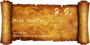 Hidi Iván névjegykártya